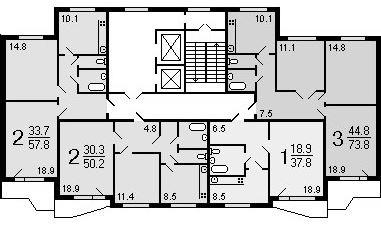 Планировка квартир в домах серии П-44Т. Проект дома 44 п