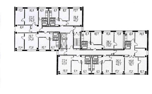 Типовой жилой дом серии 1МГЖ планировки квартир, фото